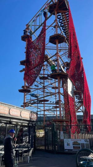 Bob the builder me lol helping out raising the poppy nets in skegs forest fans doing there bit for a great cause heard some great stories this morning about all the people who have been involved